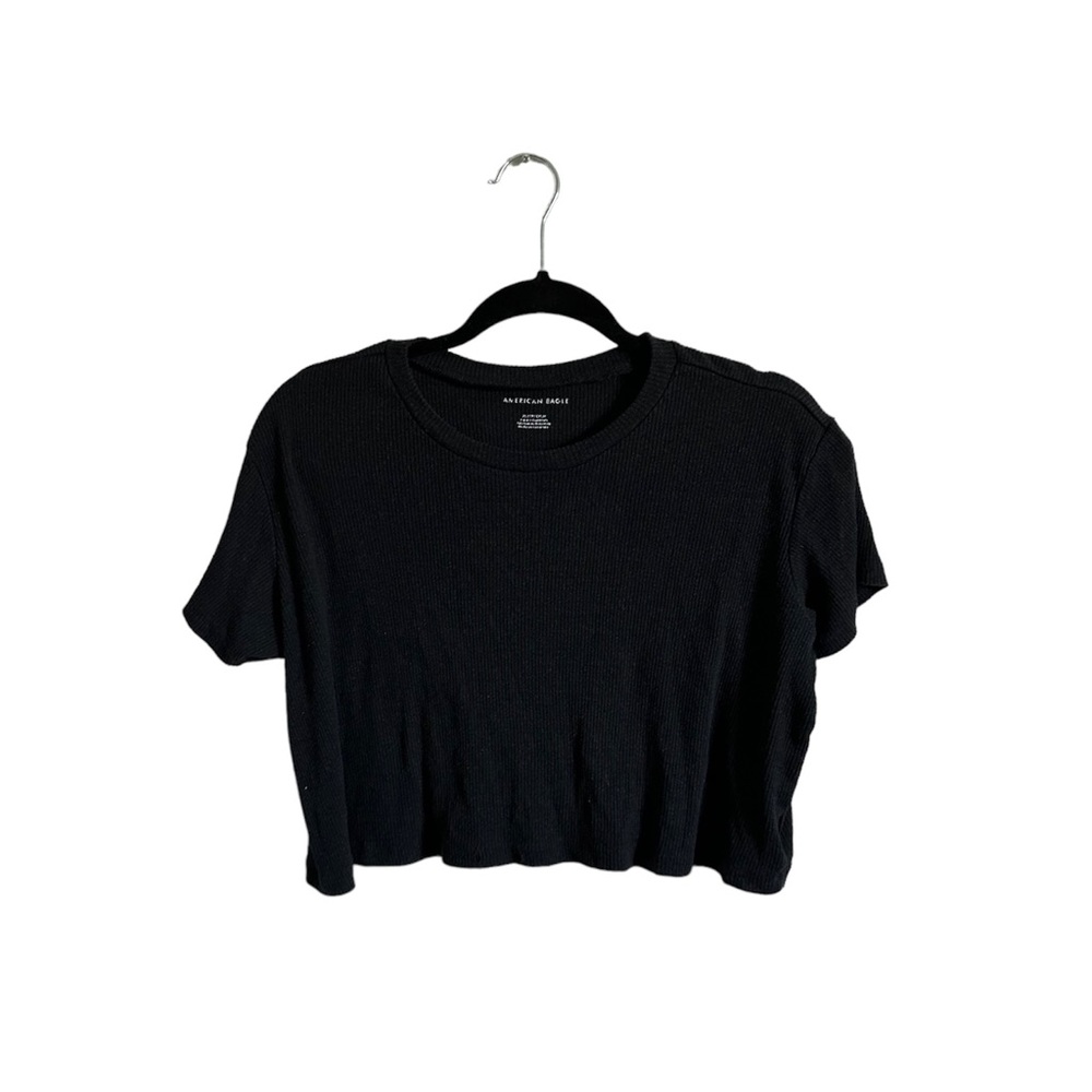 Black wide crop top